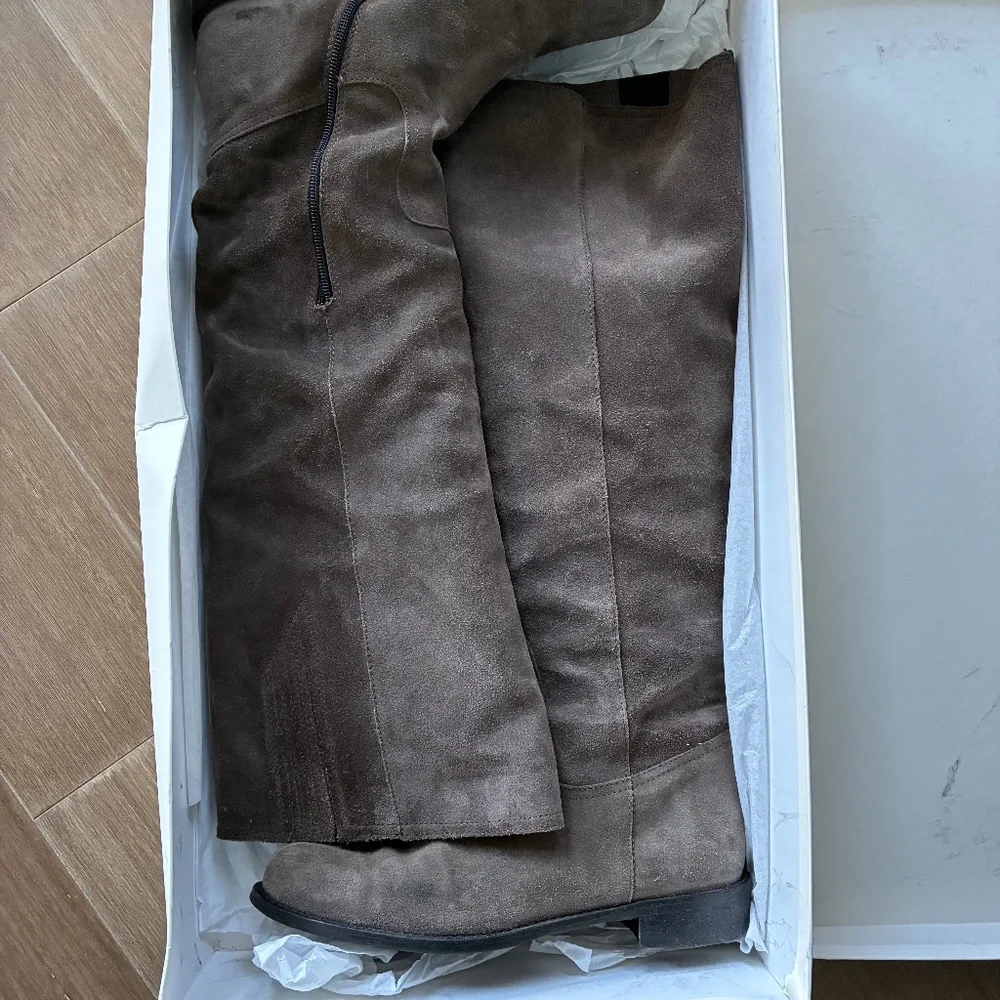 EUC Garnet Hill gray suede tall boots 7 1/2